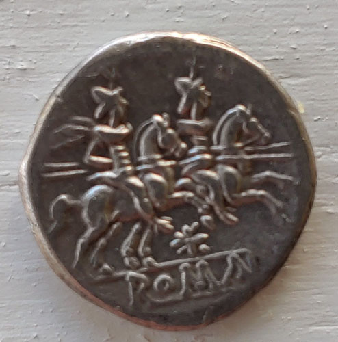 Roman Republic 209-205 BC anonymous 4gm Silver Denarius