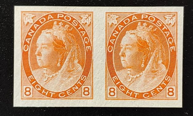 Canada #82ii VF Unused 1898 8c QV Numeral Imperforate Pair