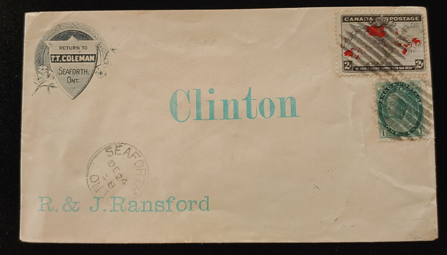 24 Dec 1898 3c T.T. Coleman 2c Map Corner Cover to Clinton, rc