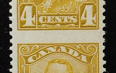 Canada #152c VFNH 1929 4c George V Perf by Imperf Pair