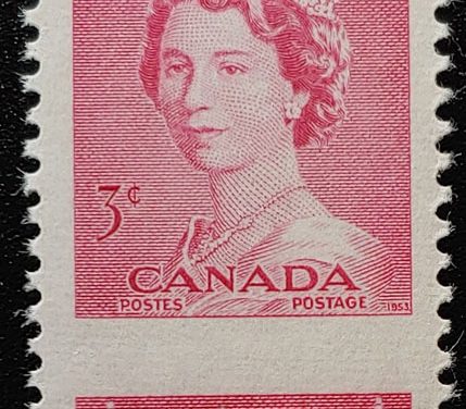 Canada #327MP Never Hinged 1953 3c Karsh Misperf