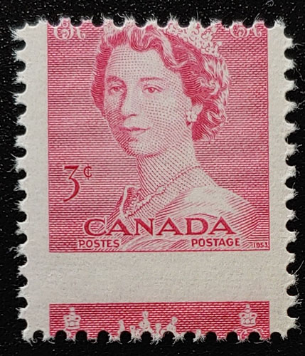 Canada #327MP Never Hinged 1953 3c Karsh Misperf
