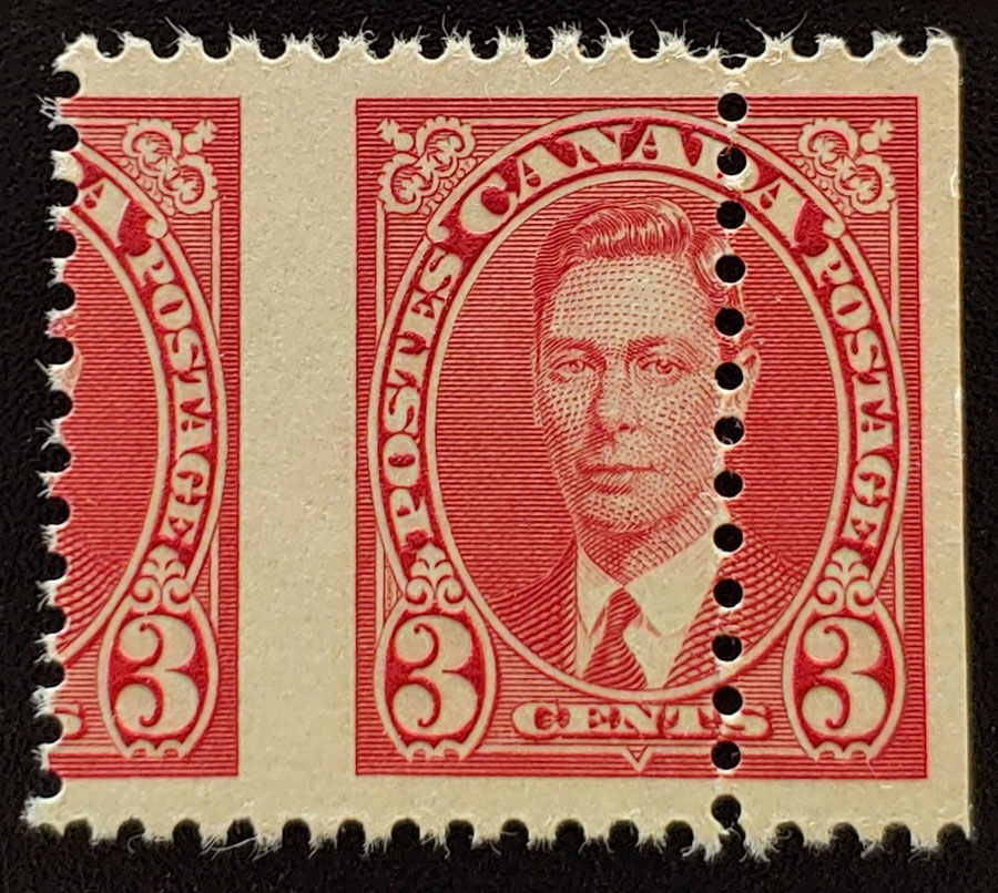 Canada #233MP Never Hinged 1937 3c George VI Misperf