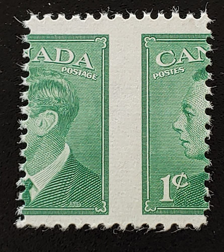 Canada #284MP F/VF Mint 1949 1c Dramatic Misperf $50