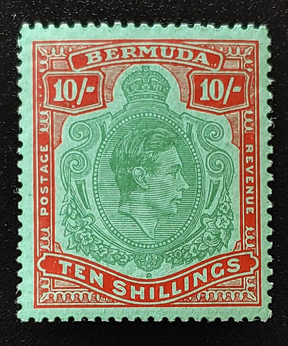 Bermuda #126 F/VF Mint 1951 George VI 10 Shillings