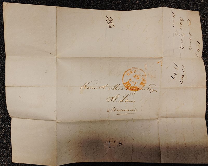Kenneth Mackenzie 1847 Letter
