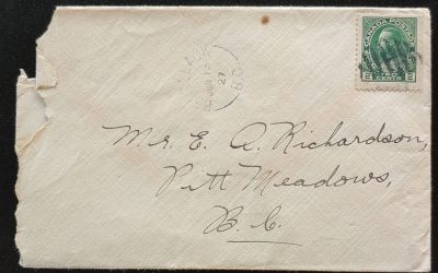 Benallack, B.C. RF E-1 12 Jun 1927 2c Admiral Cover to Pitt Meadows