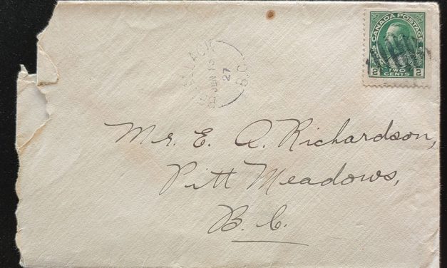 Benallack, B.C. RF E-1 12 Jun 1927 2c Admiral Cover to Pitt Meadows