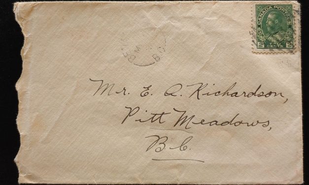 Benallack, B.C. RF E-1 6 My 1927 2c Admiral Cover to Pitt Meadows