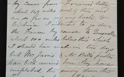Marcus Smith Letter 7 Oct 1874 from Fort George on the Upper Fraser