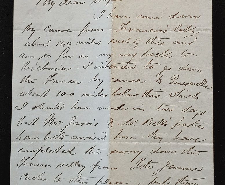 Marcus Smith Letter 7 Oct 1874 from  Fort George on the Upper Fraser