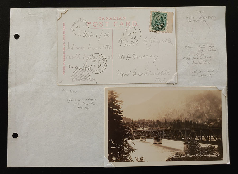 Hope Station, B.C. RF D 1906 1c Card & CPR Postcard ex Wellburn