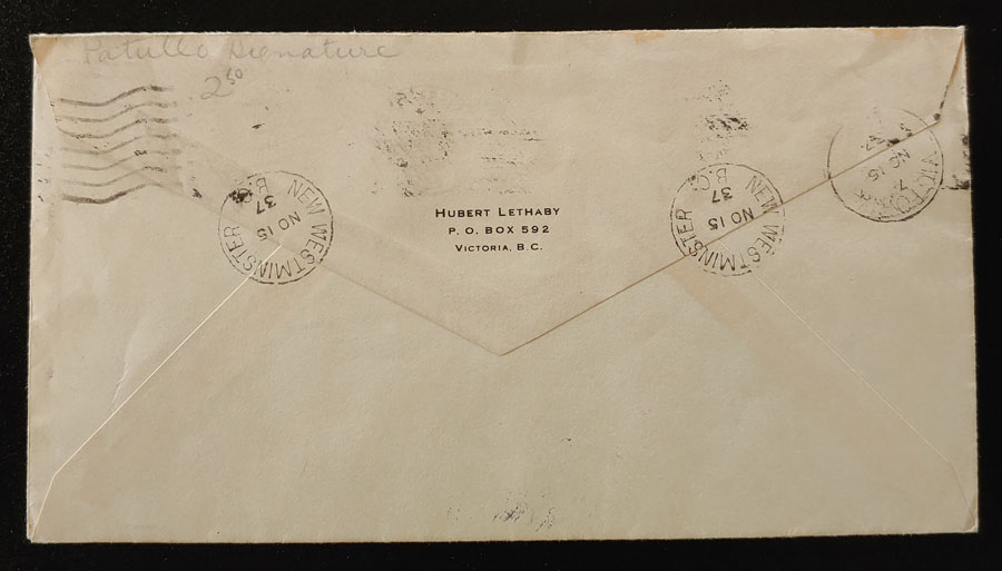 New Westminster, B.C. 15 Nov 1937 Bridge Opening Cover ex Wellburn