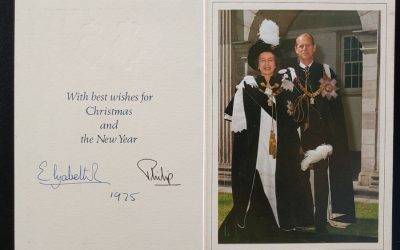 Queen Elizabeth II and Prince Philip signed 1975 Christmas Card