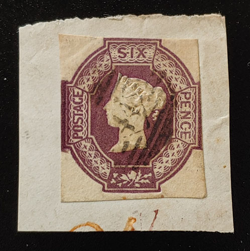 G.B. #7 Fine Used 1854 Embossed 6d on piece US$1000