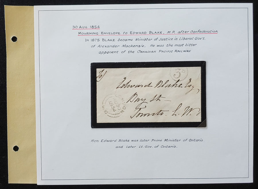 London, U.C. 30 Au 1854 3d Stampless MP Mourning Cvr ex Wellburn