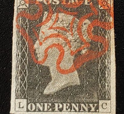 G.B. #1 Fine+ Used 1840 1d Black w/ Red M/C cancel