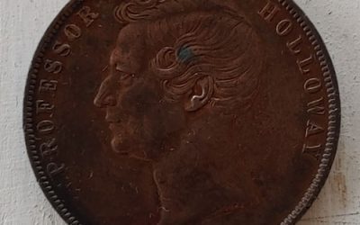 Australia VF 1858 Prof. Holloway London Penny Token, rim nicks