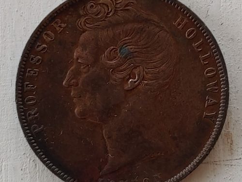 Australia VF 1858 Prof. Holloway London Penny Token, rim nicks