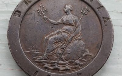 G.B. XF 1797 George III Cartwheel 2 Pence, edge test mark