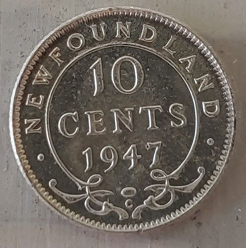 Newfoundland ICCS MS62 1947C George VI Silver 10 Cents $300