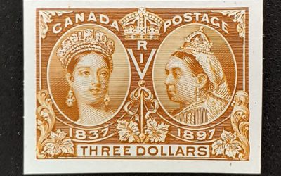 Canada #63P VF 1897 $3 Jubilee Plate Proof on card