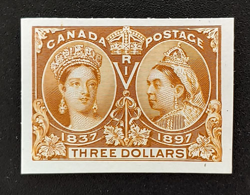 Canada #63P VF 1897 $3 Jubilee Plate Proof on card $800