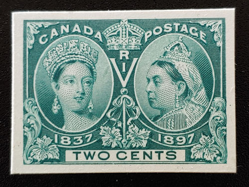 Canada #52P VF 1897 2c Jubilee Plate Proof on card $65