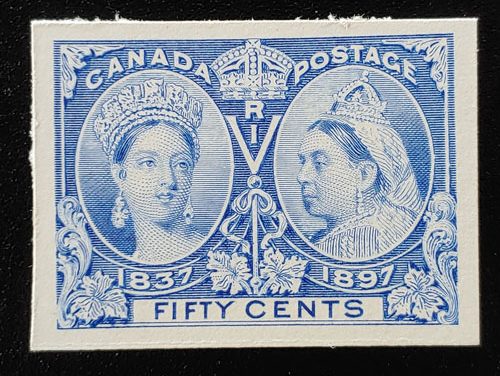 Canada #60P VF 1897 50c Jubilee Plate Proof on card