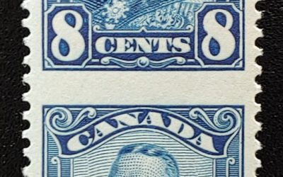 Canada #154c VFNH 1928 8c Blue Perf by Imperf Vertical Pair