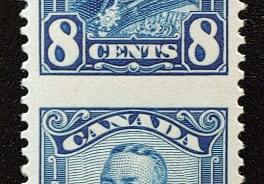 Canada #154c VFNH 1928 8c Blue Perf by Imperf Vertical Pair