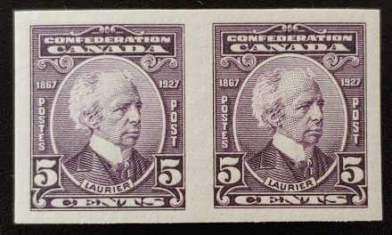 Canada #144a VFNH 1927 5c Laurier Imperforate Pair