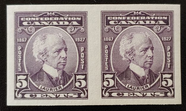Canada #144a VFNH 1927 5c Laurier Imperforate Pair