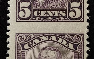 Canada #153c F/VF Never Hinged 1928 5c Perf by Imperf Pair