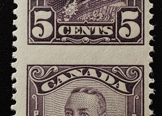 Canada #153c F/VF Never Hinged 1928 5c Perf by Imperf Pair
