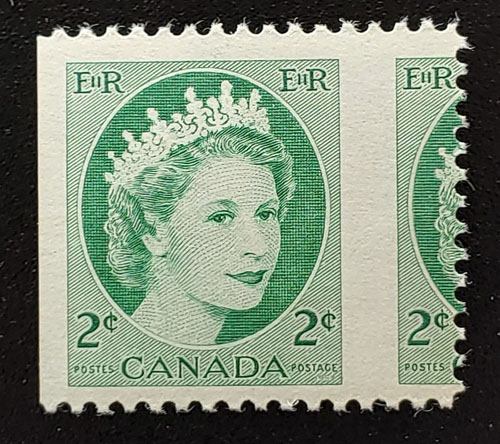 Canada #338 Never Hinged 1954 2c Wilding Misperf ex Penko