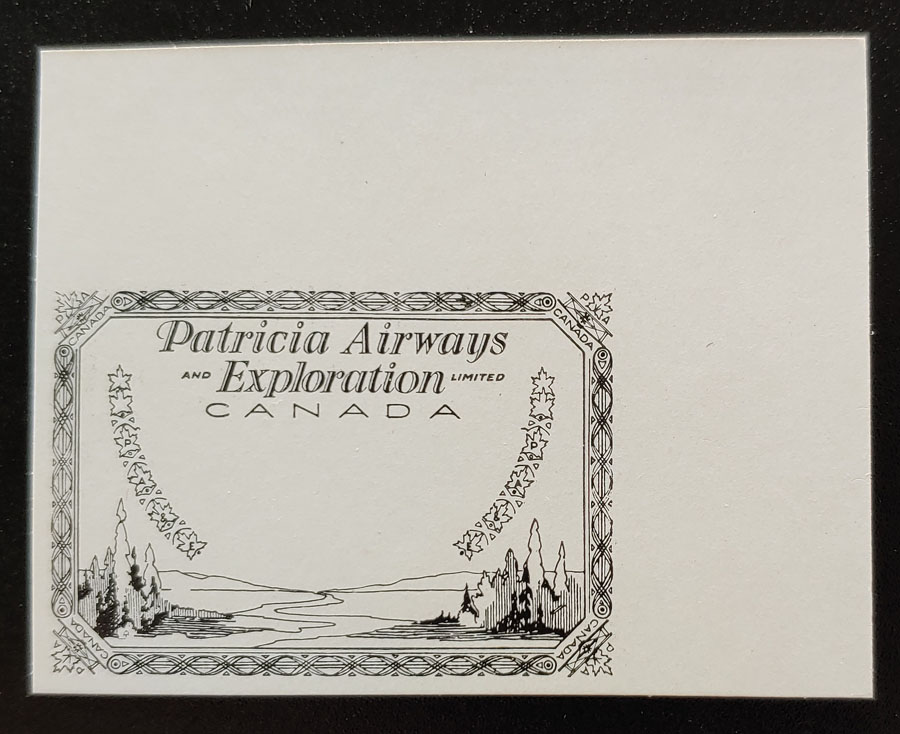 Patricia Airways #CL23P VF 1927 Black Proof on White Paper
