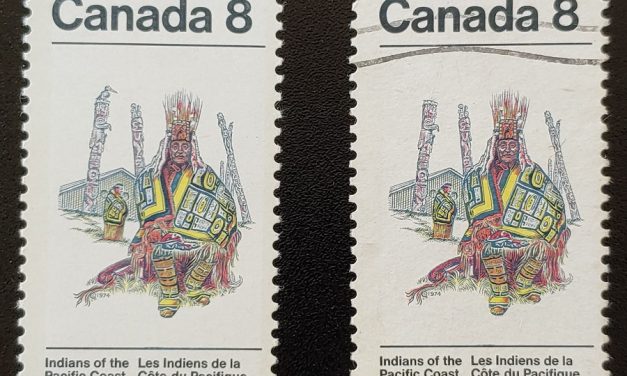 Canada #572ii Used 1974 8c Missing Bird on Totem