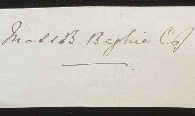 Matthew Baillie Begbie signature on piece