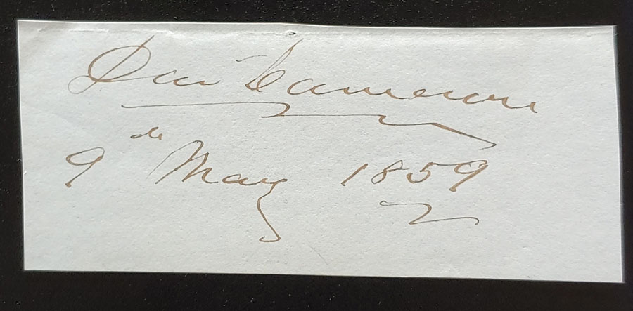 David Cameron 9 May 1859 signature on piece