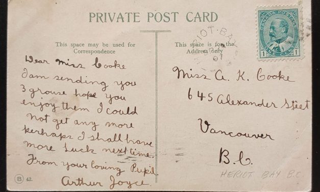 Heriot Bay, B.C. 13 Se 1907 1c Stanley Park Postcard