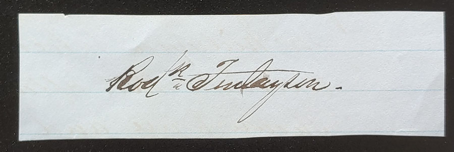 Roderick Finlayson Signature on piece