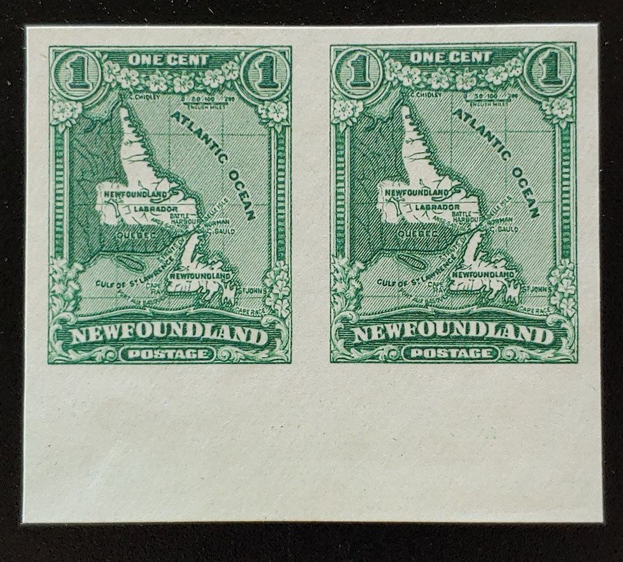 Newfoundland #163c VFNH 1929/31 1c Imperforate Pair $160