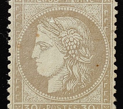 France #62 Mint 1872 30c, sml scrape, Buhler backstamp