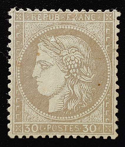 France #62 Mint 1872 30c, sml scrape, Buhler backstamp US$550