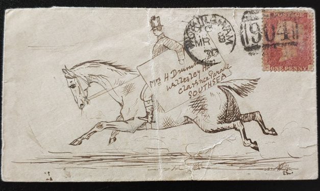 G.B. #33 plate 115 Wokingham/Southsea hand drawn Postrider Cover
