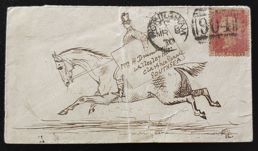 G.B. #33 plate 115 Wokingham/Southsea hand drawn Postrider Cover