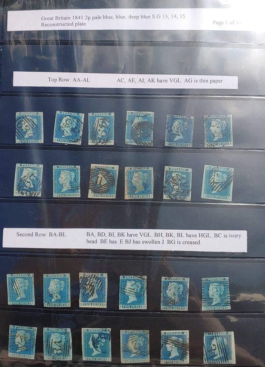 G.B. #4 Used 1841 2d Blue reconstructed Sheet of 240 US$21,600