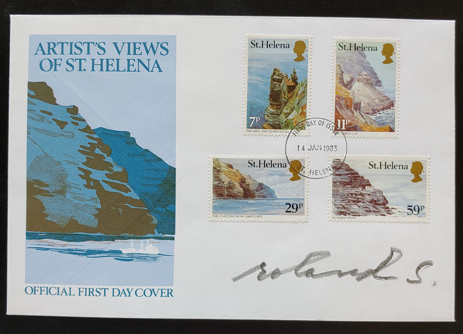 St. Helena #382-385 14 Ja 1983 Artist & Governor-signed FDC