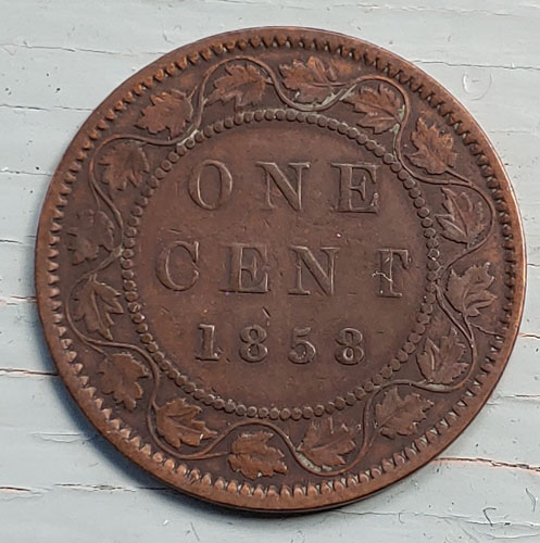 Province of Canada VG 1858 first Large Cent $110